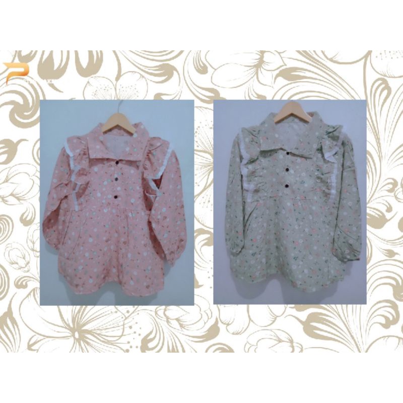 Atasan Wanita Motif Ruffle Bunga-bunga/ Blouse Korea style/ Atasan Wanita Murah/ Blouse Wanita Murah