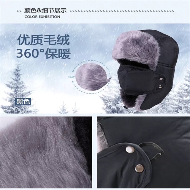 IMPORT MOLLAD Hat Bomber Topi Ushanka Parka Winter Musim Dingin Bulu Tebal Bomber Hat