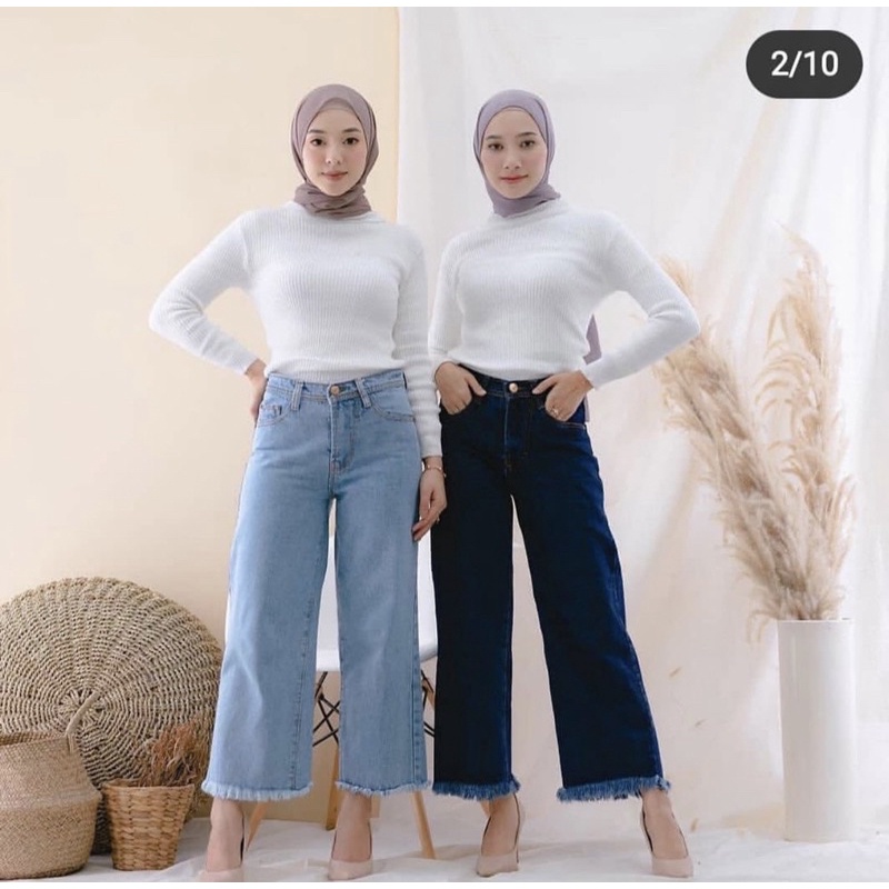 HAIGWAS KULOT JEANS RAWIS POLOS PREMIUM WANITA