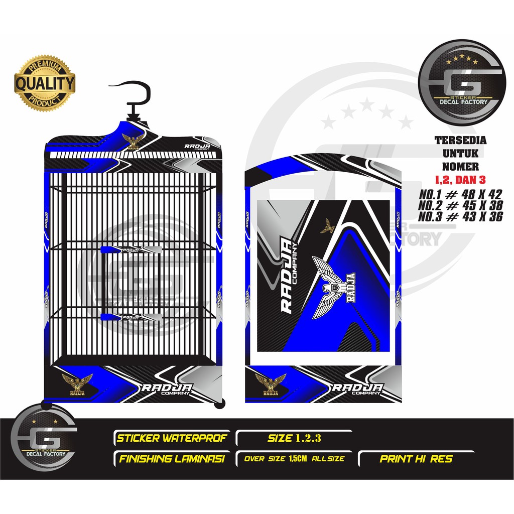 STICKER DECAL EBOD/TEBOK SANGKAR KOTAK NO.1,2,3 MOTIF SANGKAR RADJA WARNA BIRU