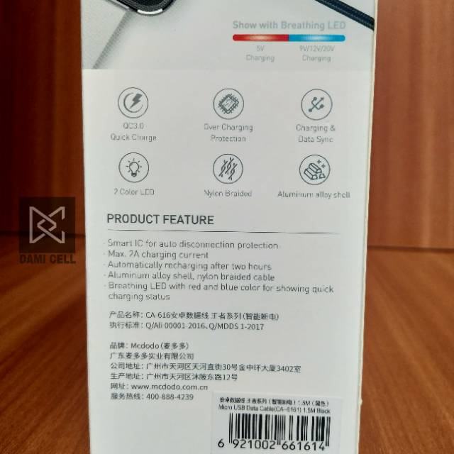 Mcdodo Kabel Data Auto Disconnect Micro USB Fast Charging QC 3.0 ORIGINAL 1M