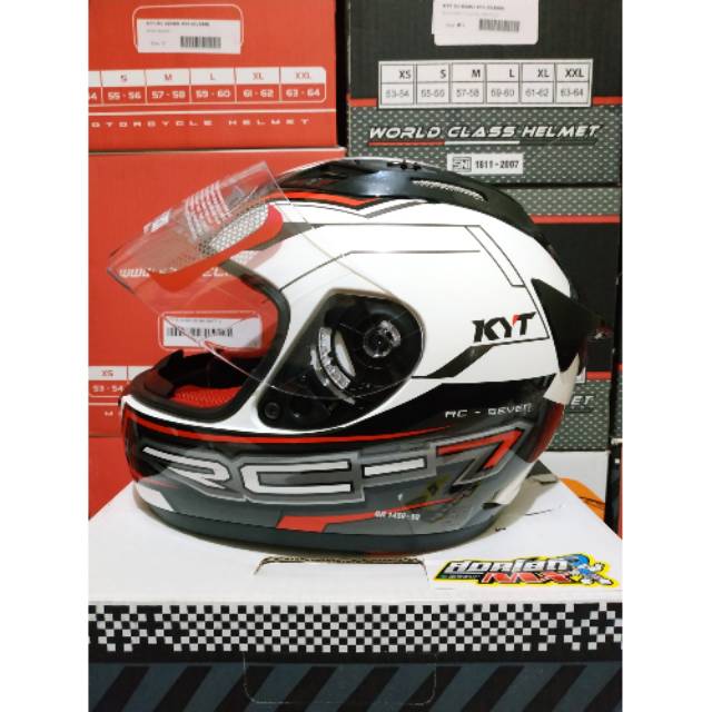 HELM KYT RC SEVEN MOTIF 14 WHITE RED HELM TOURING KYT RCSEVEN KYT RC7 HELM FULL FACE KYT RC 7 MURAH