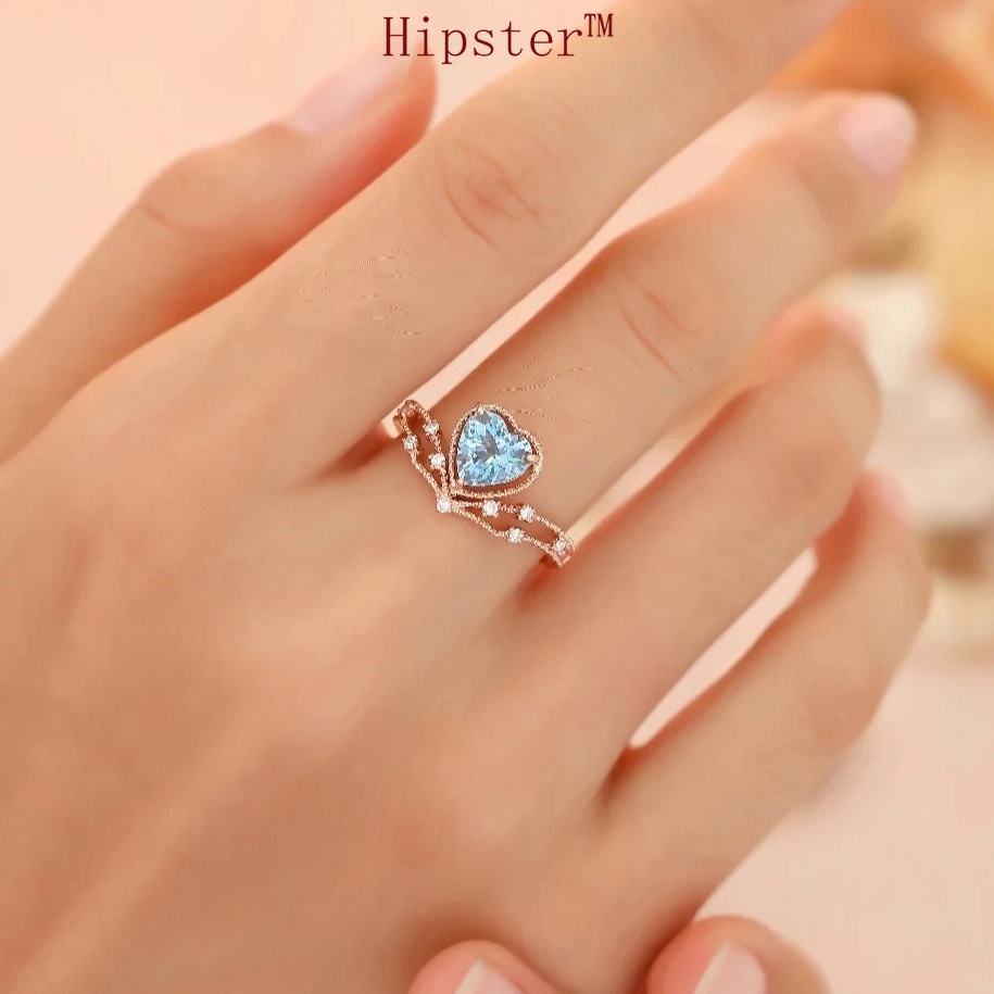 Fashion Luxury Open Ring Ins Heart-Shaped Women