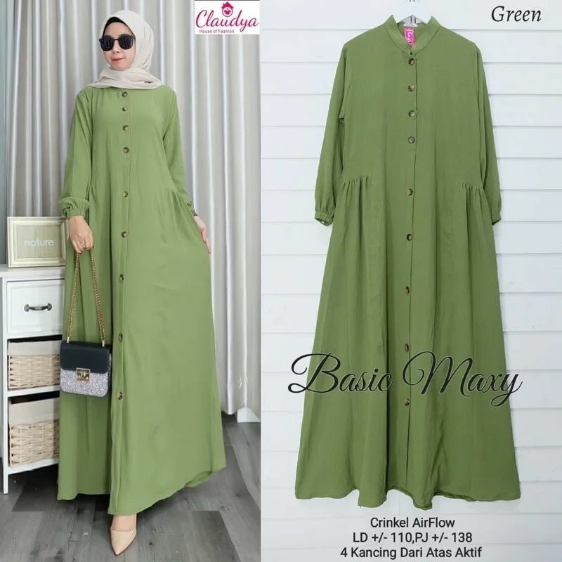 Gamis Crinkle Airflow BASIC DRESS Busui Terbaru