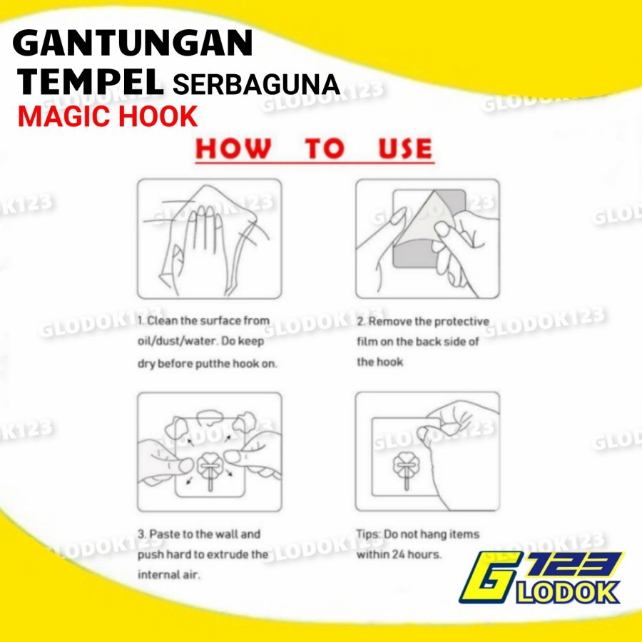 Gantungan Hook Hanger Kait Tempel Dinding Dapur Kamar Mandi Baju