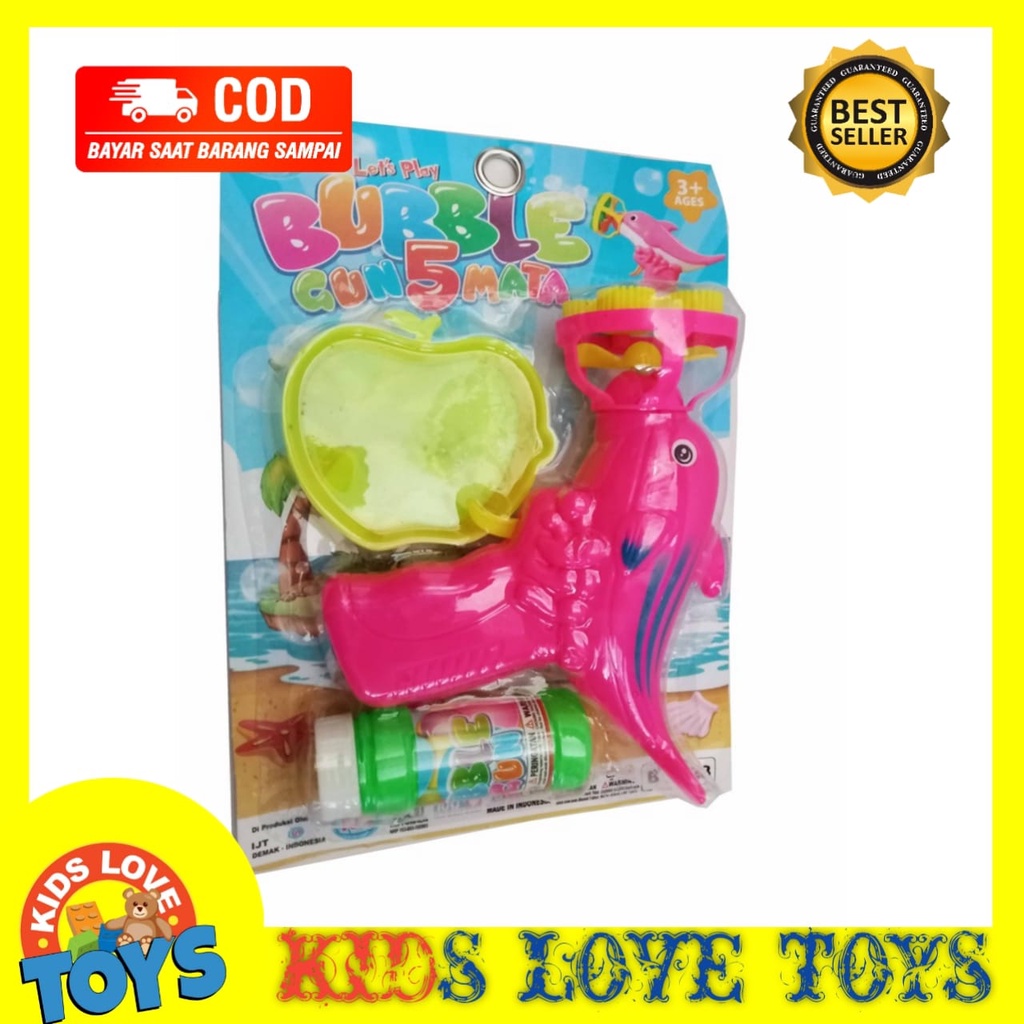 MAINAN ANAK TEMBAKAN PISTOL IKAN BUBBLE GUN GELEMBUNG BALON MODEL IKAN PROMO TERMURAH COD USS