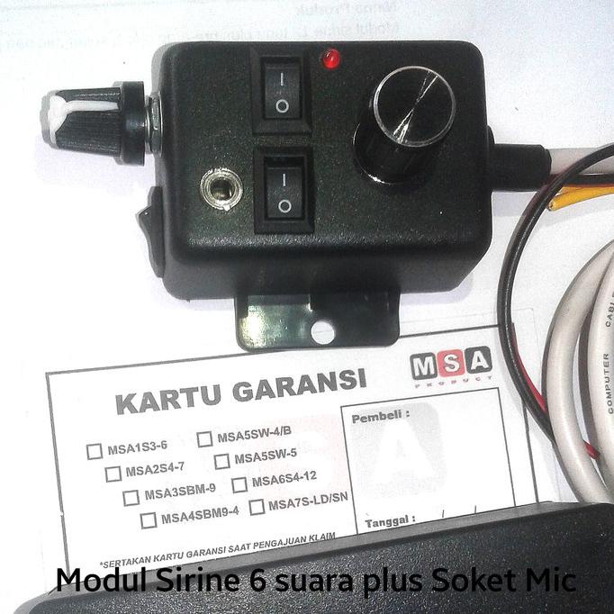 Modul Sirine 6 Suara Dengan Pengaturan Volume Plus Soket & Preamp Mic