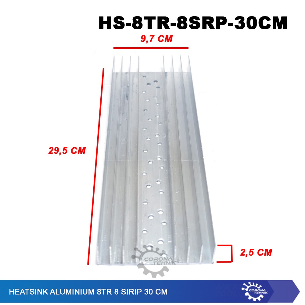 Heatsink 8TR Lubang - 8 Sirip - 30 cm Alumunium