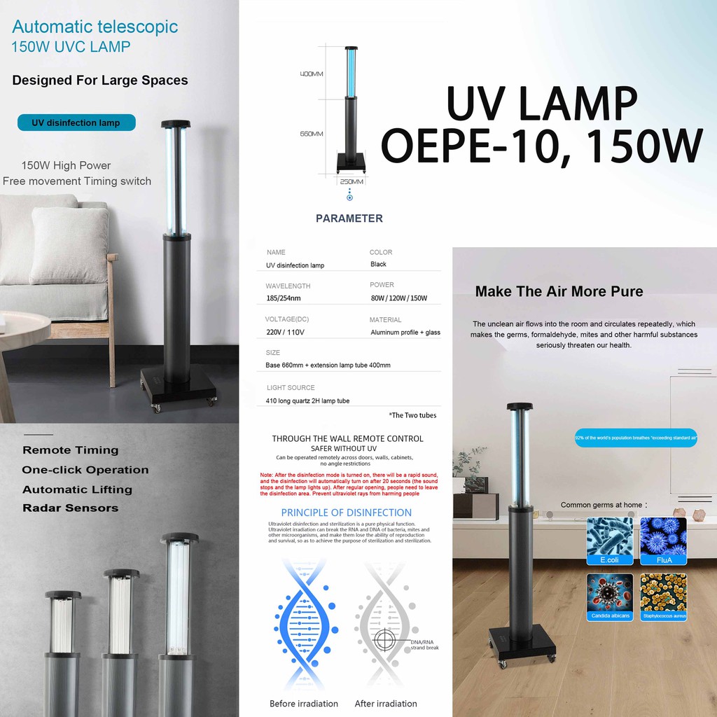 NESCO LAMPU STERILISASI  UV OZONE ANTI VIRUS DAN BAKTERI  UV Lamp OEPE-10, 150W