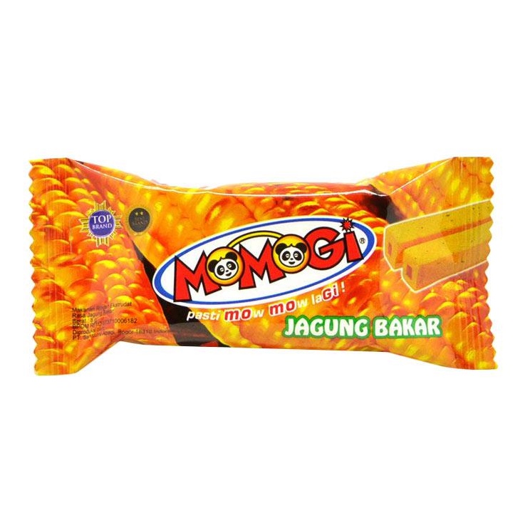 MOMOGI SNACK WAFER STICK EXTRUDAT MAKANAN RINGAN CEMILAN JAGUNG BAKAR  COKLAT 1 BOX ISI 20 PCS