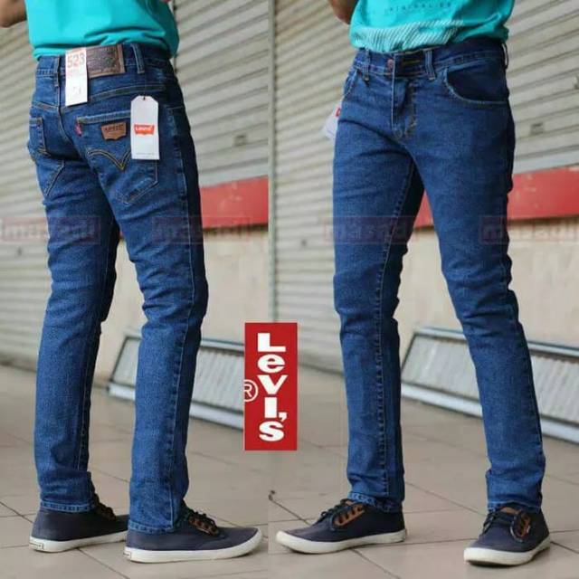 Bisa Pembayaran COD Celana Jeans Skinny Cowok / Jeans Pensil Bioblitz , Biowash , Hitam , Blueblack