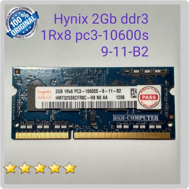 Ram Laptop Mac Hynix 2Gb 1Rx8 PC3-10600s-9-11-B2 DDR3 1333mhz pc10600 1333 mhz pc3-10600 1,5volt