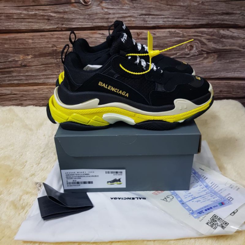 black yellow balenciaga triple s
