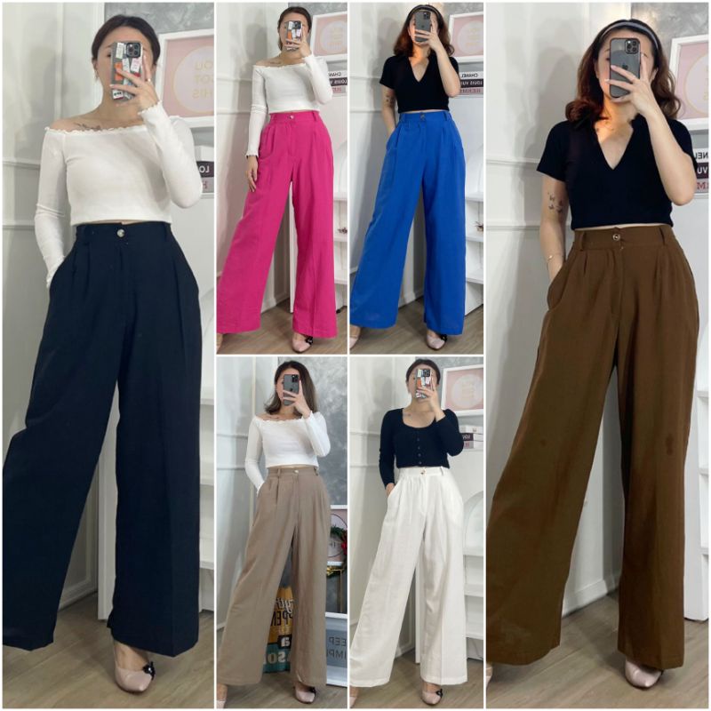 ⚡️CLEARANCE SALE ♡ ORIGINAL ! RIBKA LONG CULLOTE PANTS / CELANA KULOT PANJANG SAJA