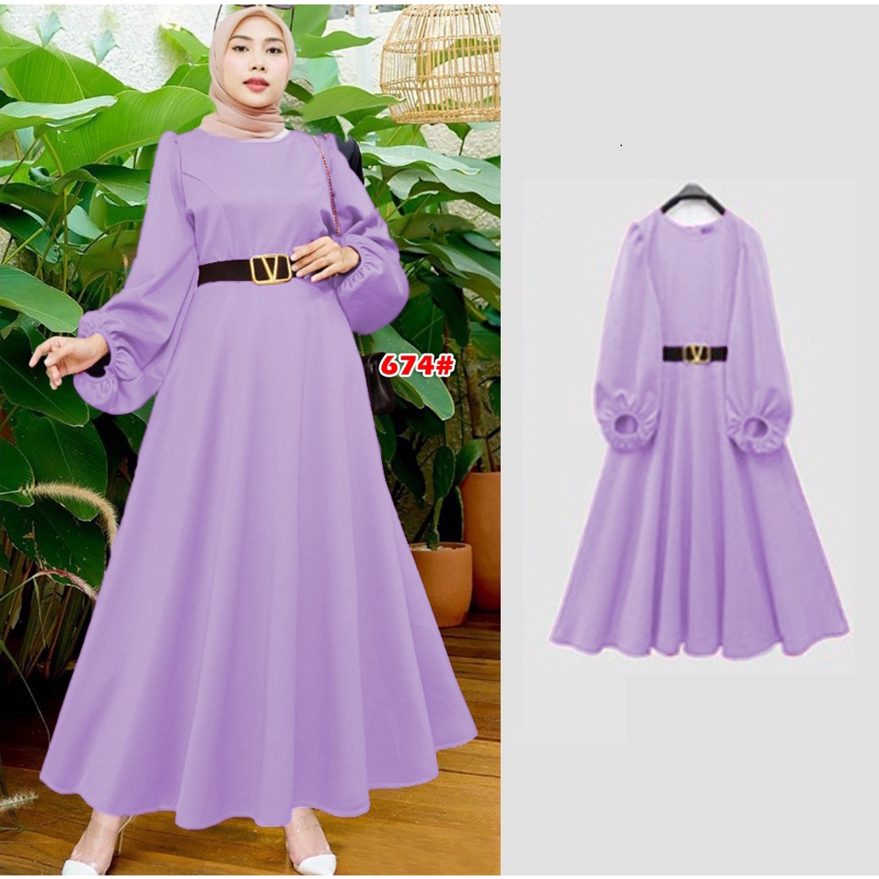 674# gamis wanita terbaru// fahion muslim gamis scuba+FREE BELT V