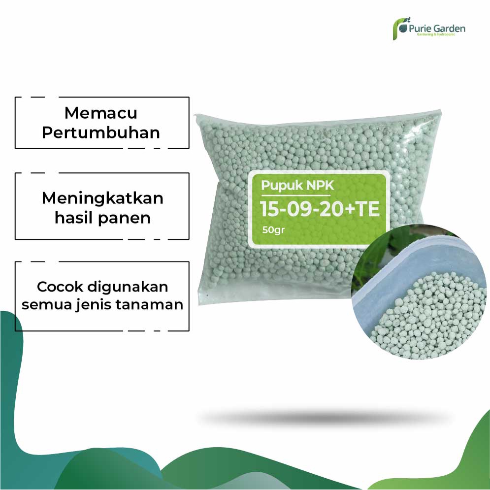 Pupuk NPK Grower 15-09-20 TE Nutrisi Pertumbuhan Bunga Buah Tanaman Sayur Buah 50gram PG SBY