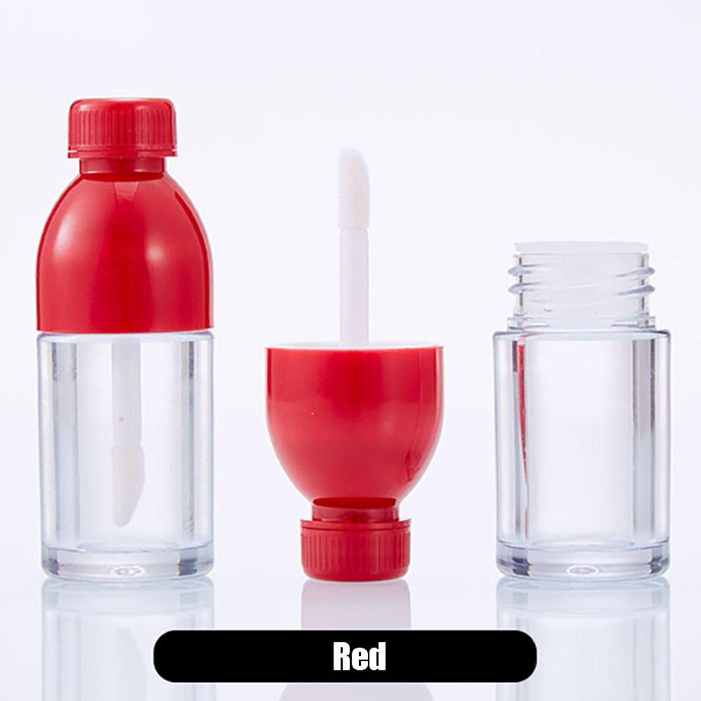 [Elegan] Lip Gloss Tabung Portable Lucu Berongga Merah Kosong DIY Lip Balm Minuman Bentuk Botol Alat Makeup Botol Sampel