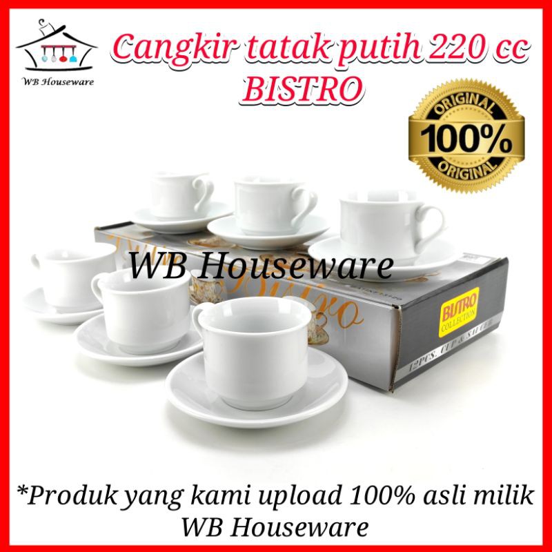 cangkir tatak putih 220ml/cc / tea set / coffee set BO-13120 BISTRO