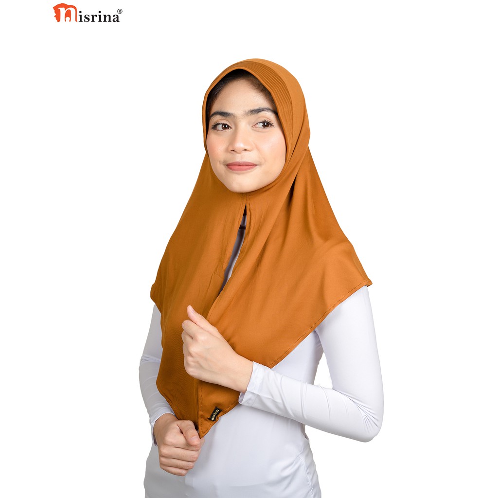 Nisrina Fashion Muslim Bergo Jilbab Instan Remaja Polos Belah Tengah Paras S