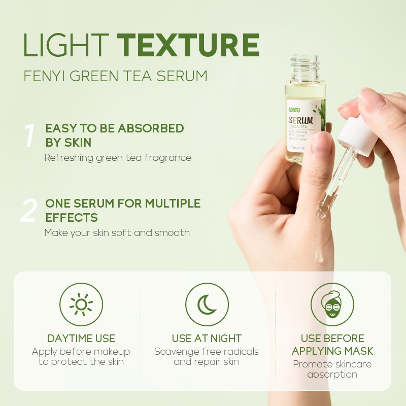 BPOM Fenyi Green Tea Serum Menghilangkan Jerawat Krim Gel Pemutih Pelembab 3pcs