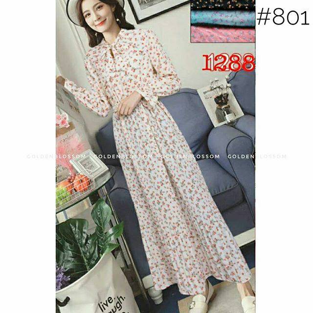 NENINA Gamis plisket import motif bunga
Kode: #801