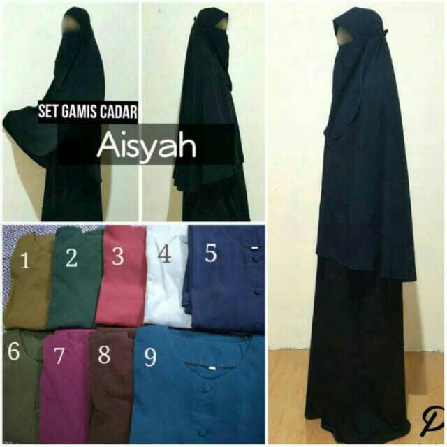 SET GAMIS SYAR'I CADAR AISYAH S-XL (PET DAN NON PET)
