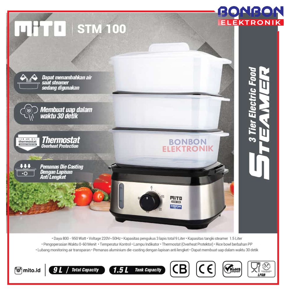 Mito Electric Food Steamer STM 100 / STM100 Pengukus Makanan