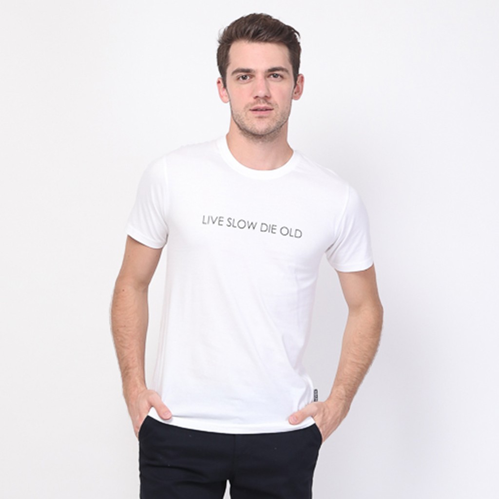 

17Seven Original Kaos Sablon Pria Lengan Pendek 0134-Liveslow-Wht