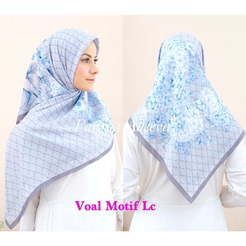 Kerudung segiempat motif terbaru segiempat motif deenay kw bahan voal grosir segiempat motif termurah Safa Hijab-ANGGREK BLUE