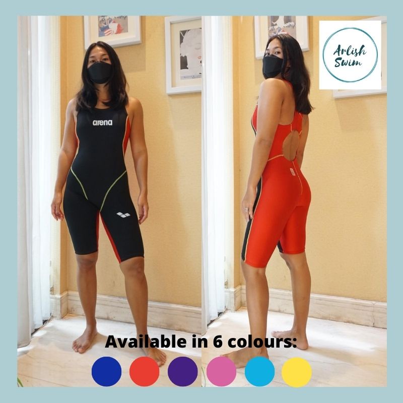 Renang Kneeskin Arena Baju Renang Kneeskin Anak Perempuan Bahan Spandex Leher Bulat untuk Latihan da