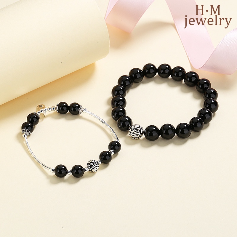 Gelang Obsidian Warna Hitam Dan Emas Untuk Wanita