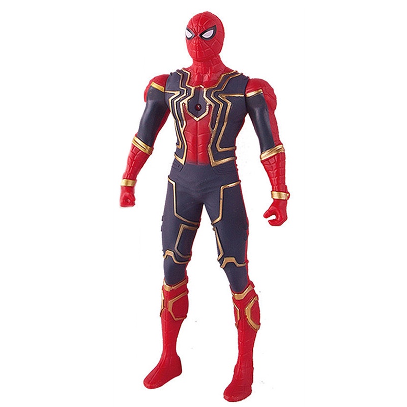 Mainan Action Figure Avengers Super Hero Ironman Spiderman Hulk Bahan PVC Dengan Lampu LED Untuk Hadiah Anak