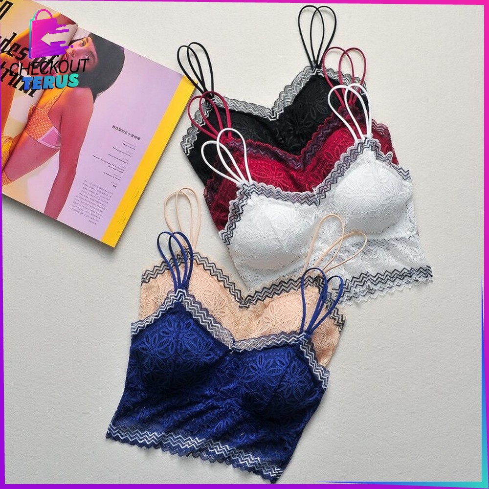 CT P73 74 Bra Wanita Motif Pakaian Dalam Atasan Wanita Motif Bunga Tanpa Kawat Pakaian Dalam Wanita Sport Bra Bra Senam Bra Olahraga