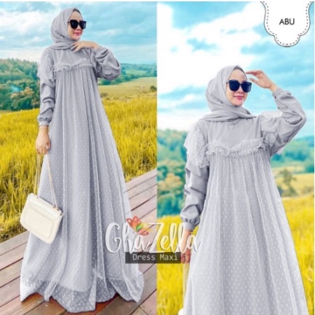 Gamis Remaja Modern Simple Elegan Gamis Brokat Tulle Mewah Murah Pesta Kondangan Terbaru 2022 Maxi D