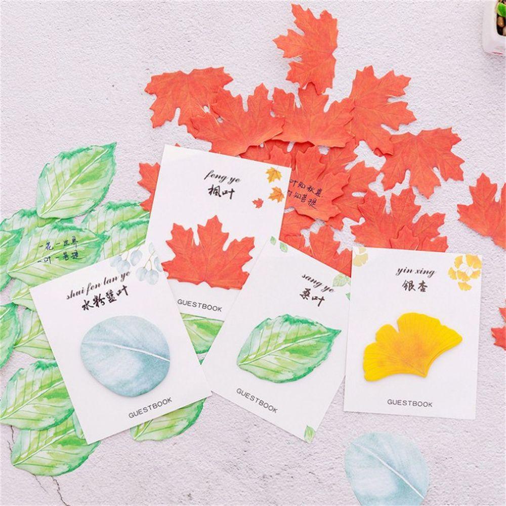 Agustina Ginkgo biloba Sticky Note 30lembar Ins Style N Times Sticky Planner Stiker Tangan Dekorasi Akun Tulisan Bantalan Imitasi Daun Pesan Note