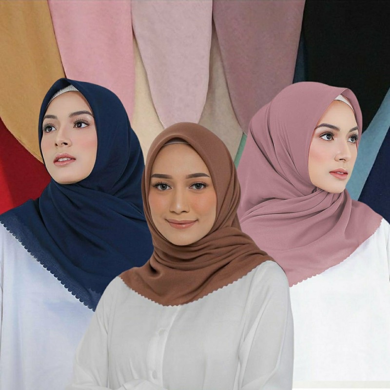 VOAL POLOS LASERCUT (GROSIR MIN 10PCS) / HIJAB RADWAH / HIJAB LASERCUT / HIJAB POLOS / HIJAB RADWAH