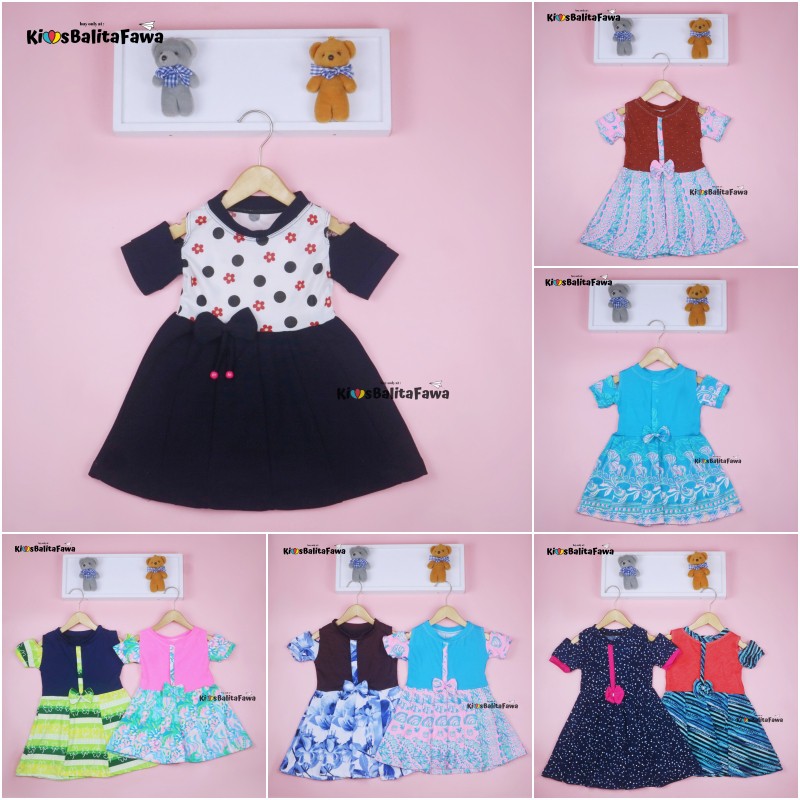 Dress Sabrina 1-2 Tahun / Baju Balita Cewek Dres Pesta Anak Perempuan Murah Lengan Fashion Kids