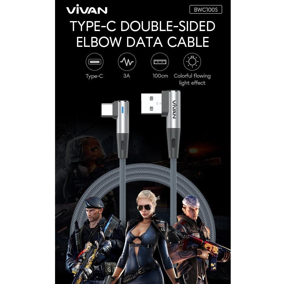 A_    Kabel Data VIVAN BWC100S Double-Sided Elbow 100cm Type-C - Original