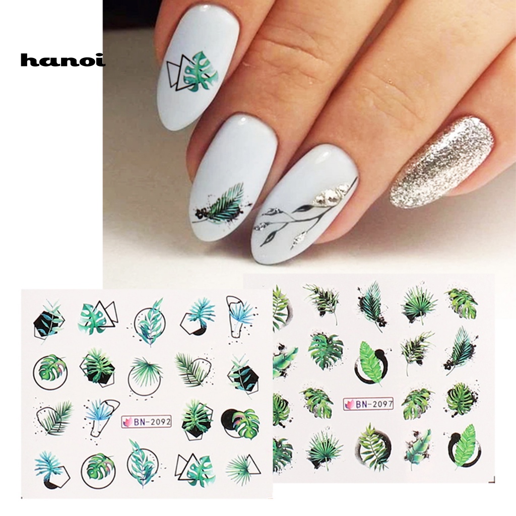 Han_ Patch / Stiker Kuku Motif Bunga Transfer Air Untuk Nail Art / Manicure