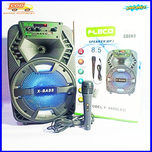 Fleco Speaker Bluetooth Karaoke Fleco F-8606 terbaru 8'5 inch (bonus mic)