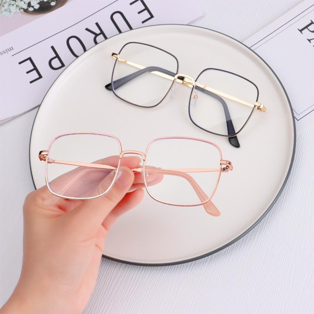 Populer Vintage Square Myopia Kacamata Unisex Wanita Fashion Anti-Letih Berlian Studded Eyewear