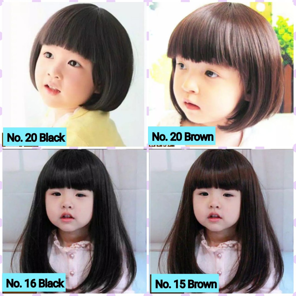 Rambut Palsu Anak Panjang Pendek Bergelombang Wig Rambut Anak Lucu Impor Lembut / Wig Anak Hitam