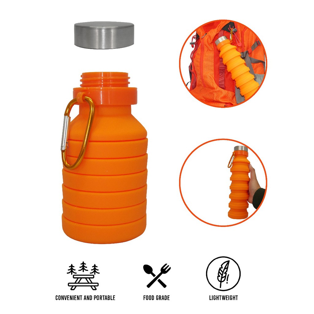 Botol Minum Telescopic Silicone 550 ml Bottle Lipat Camping Outdoor