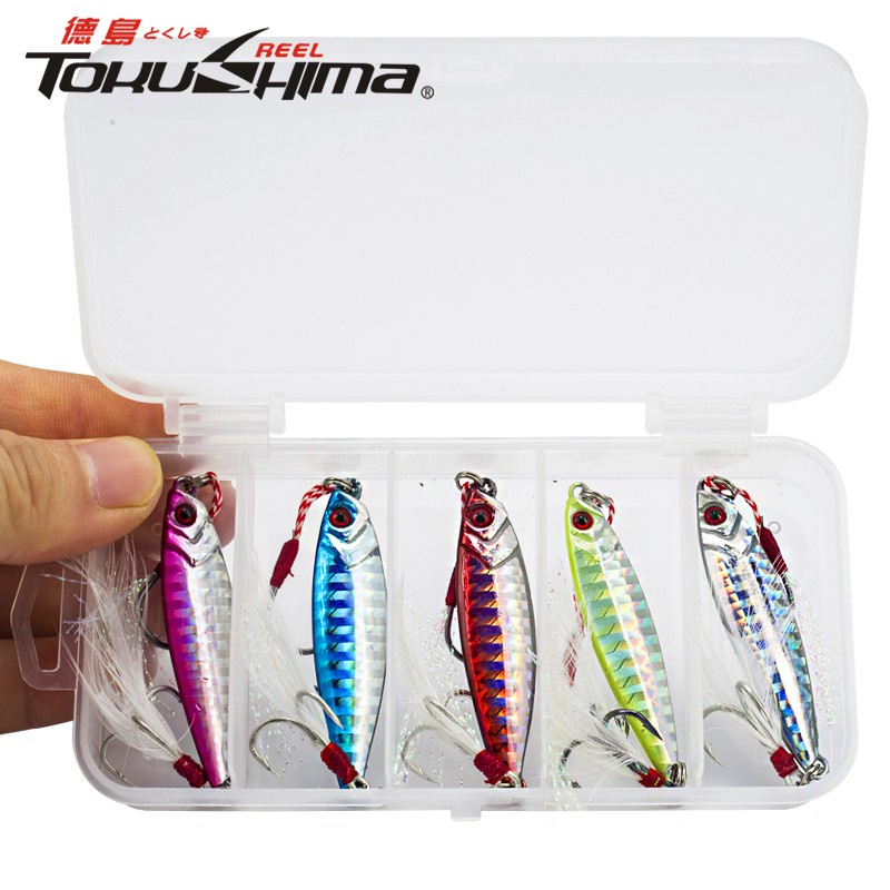 5pcs Umpan Pancing Tiruan Bentuk Ikan 7g / 10g / 15g / 20g / 30g Bahan Metal