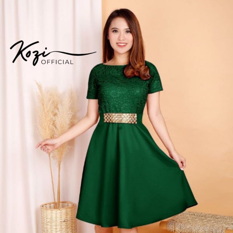 Dress Pesta Brukat Simple Casual Wanita Korea Korean Style Pendek Simple Mewah Terbaru / Natal Terba