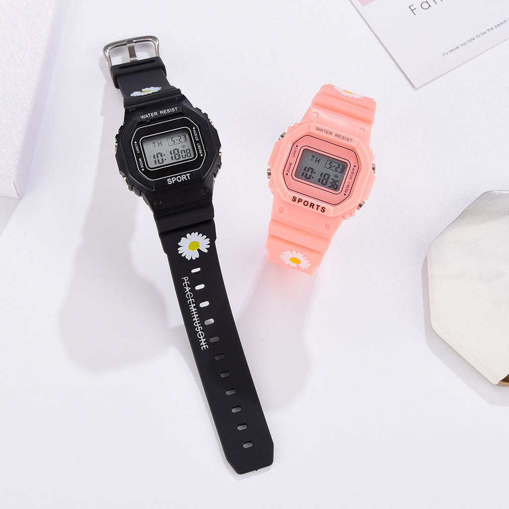 ✅COD Jam Tangan Wanita Student Waterproof Digital Watch GD Same Paragraph Small Daisy Floral Motif