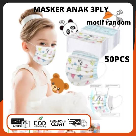 MASKER ANAK KARAKTER LUCU 3PLY (1 DUS 50pc) / CHILD MASK PROTECTION