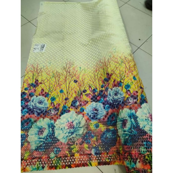 kain/bahan katun border printing /katun bolong motip