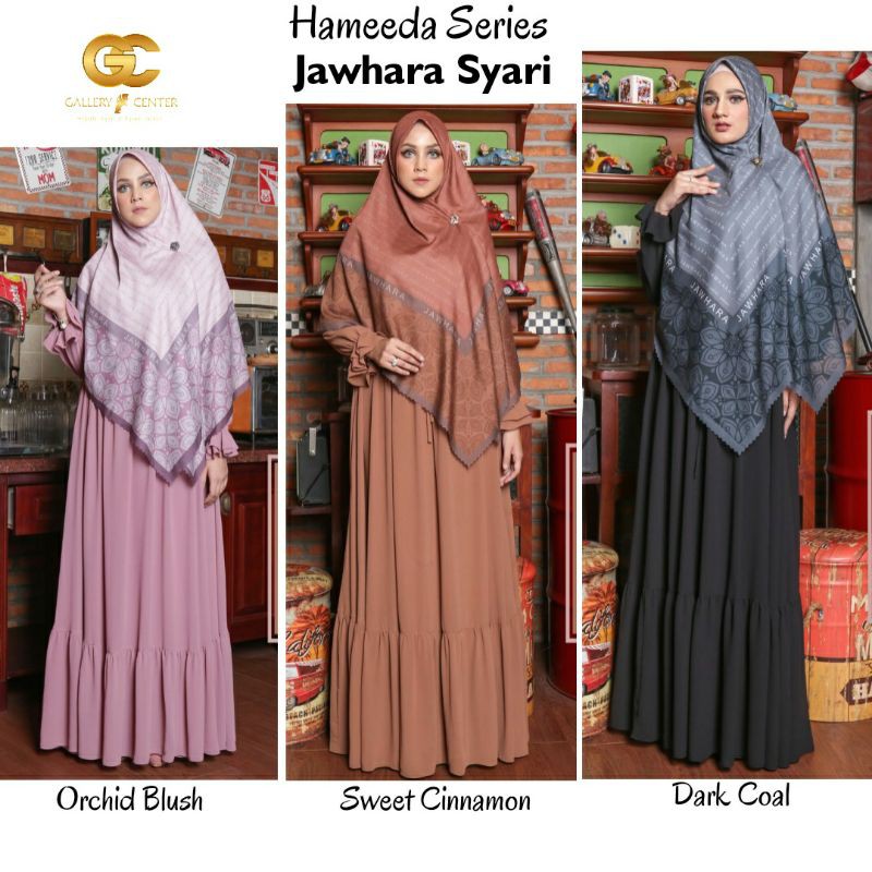 HAMEEDA dan ARUMI SERIES Original By Jawhara Syari. Gamis set with scarf free niqob best seller waji