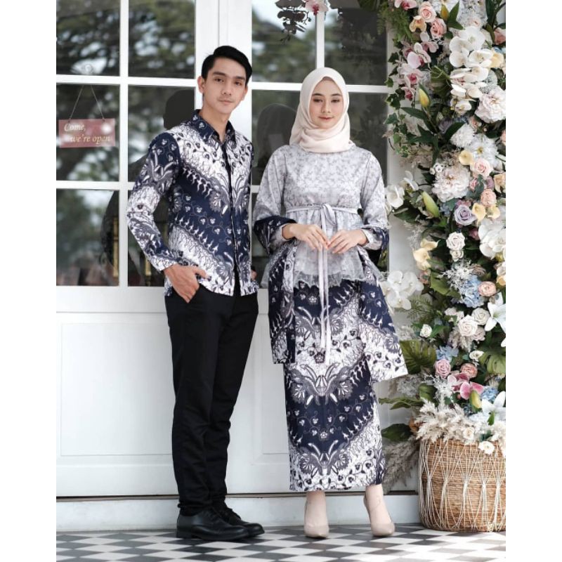 kebaya batik couple nawang blouse Grey | couple kondangan kebaya wisuda kebaya lamaran tunangan